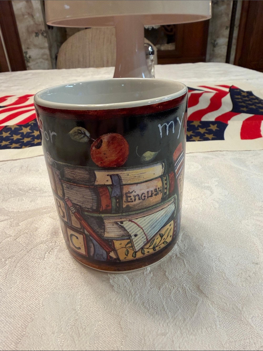 "My Teacher" Decorative Ceramic Coffee Mug - Multicolor Apple Design - Picture 4 of 8